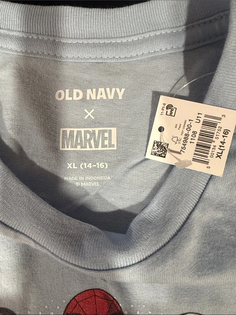 Old Navy Light Blue Spider-Man 'Team Up' Graphic Tee